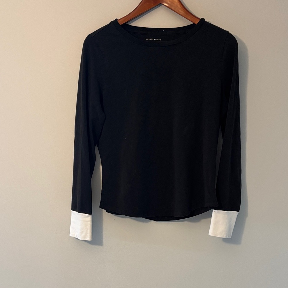Universal Thread Black Long Sleeve Top with White Cuffs